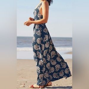 Women’s Matilda Jane Along the Beach Floral Blue Maxi Dress Size Large